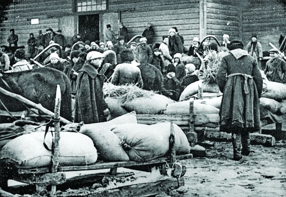 Селяни здають хліб, 1930 рік, Баришівський район Київської округу