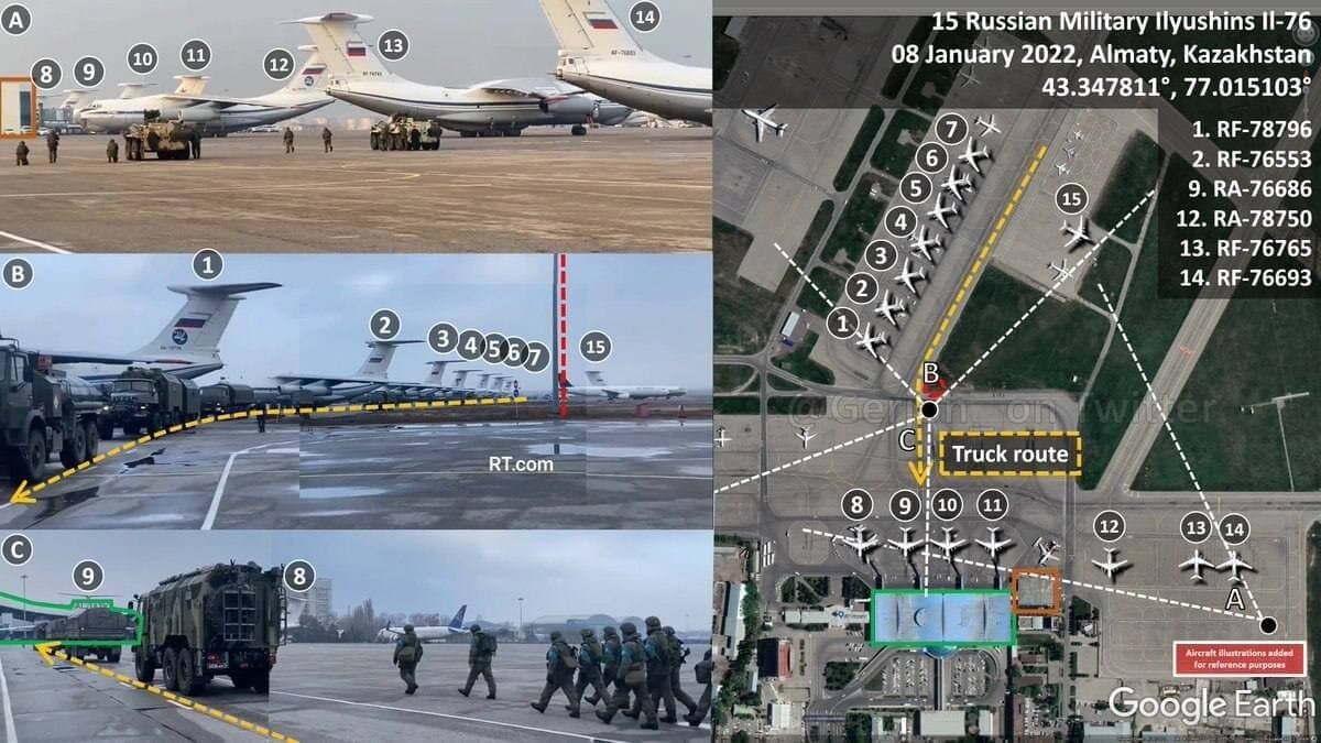 В аеропорту Алмати одночасно перебували 15 літаків Іл-76 ВКС Росії
